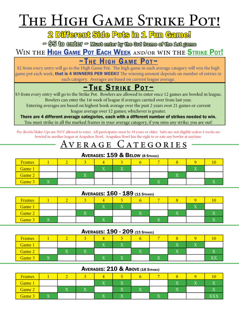 Strike Pot / High Game flyer